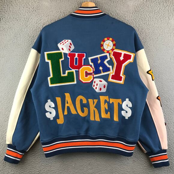 Men's New Wave Street Culture Poker Letterman Jacket Size XS - Picture 2 of 14